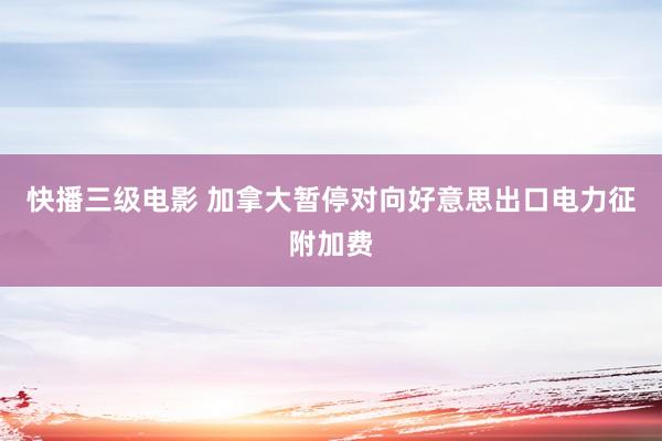 快播三级电影 加拿大暂停对向好意思出口电力征附加费