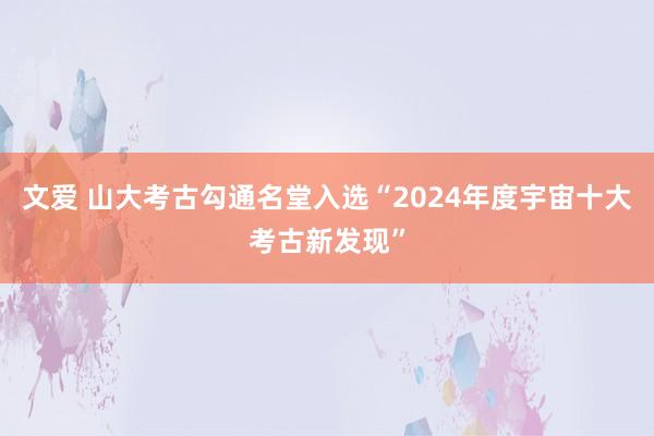 文爱 山大考古勾通名堂入选“2024年度宇宙十大考古新发现”