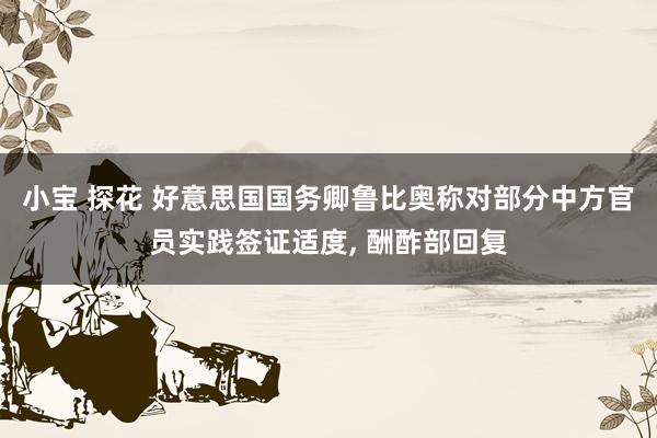 小宝 探花 好意思国国务卿鲁比奥称对部分中方官员实践签证适度， 酬酢部回复