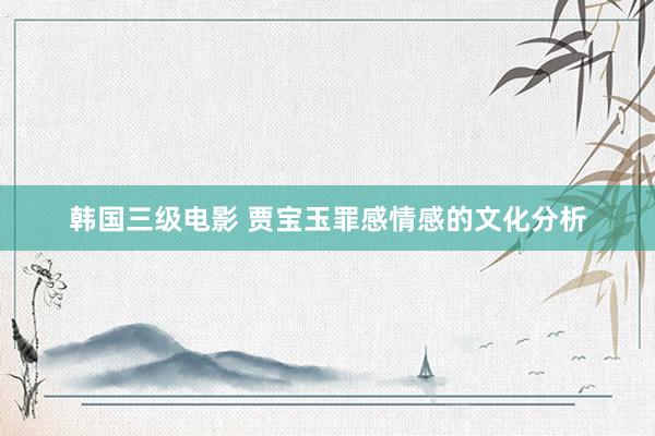 韩国三级电影 贾宝玉罪感情感的文化分析